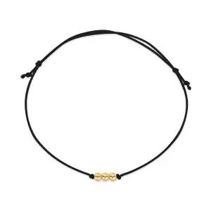 [비앤비골드] 당일발송 14K/18K 3mm 미니 골드 3볼 실크끈 블랙 실팔찌 BHB42690