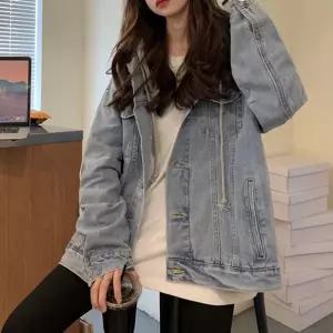 연청 데님자켓 후드 탈부착 투인원 아우터 [BVQ35196]