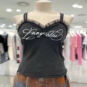 국내 정품 [에고이스트] 레이스 러플 장식 슬리브리스 ES2OTH08