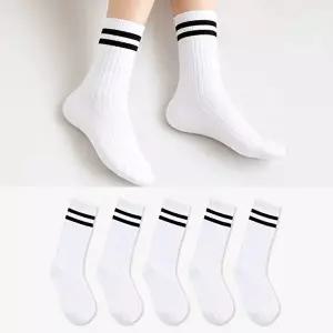 학생양말 중목 트렌디 여성 양말 골지 5켤레
