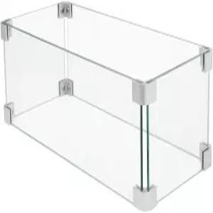 HOMPUS 직사각형 유리 바람막이 32x10x5.5인치 야외 화덕 테이블용 강화유리