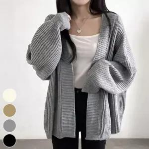[하프클럽/]볼륨 소매 베이직 루즈핏 가디건