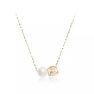 정품 14K GOLD 6mm 진주 큐브 목걸이 연장형 45cm 14K체인