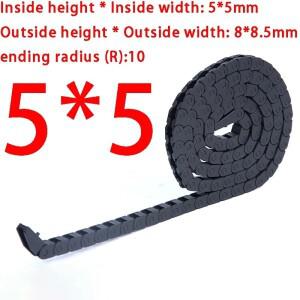 1M 5*5mm 나일론 머신 토라인 케이블 체인 (CNC 라우터용 비개방형 반밀폐형 드래그 저소음 브리지)