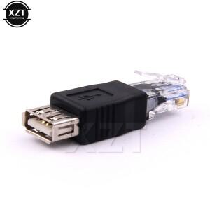 최신 크리스탈 헤드 RJ45 남성 USB 2.0 AF 어댑터 커넥터 노트북 LAN 네트워크 케이블 이더넷 변환기 플러