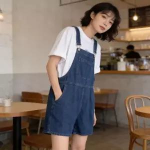 [하프클럽/]멜빵 점프수트 청반바지 티셔츠 레이어드룩 여름 휴가 데일리룩