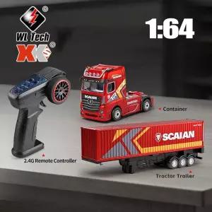 Wltoys 6408 1 64 RC카 미니 합금 4륜 구동 컨테이너 트럭 드리프트 레이싱 2.4G 무선 조종 트랙터