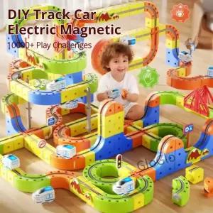 마법 빌딩 블록 기차 세트 STEM 교육용 간편 연결 트랙 및 액세서리 포함 를 위한 DIY 학습