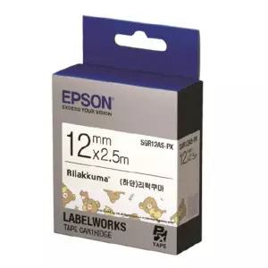 EPSON)라벨프린터리본 리락쿠마(SGR12AS)백색 흑문자프린트 카트리지 인쇄 테이프 용지