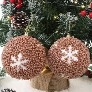 로즈골드 장식볼 2p 10cm 눈결정 오너먼트 크리스마스 트리 액세서리 소품 트리볼 악세사리