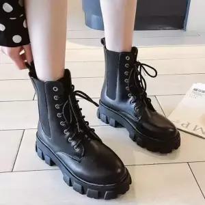 [라일리] Rly 블랙 앵클부츠 워커 여자 첼시부츠 가죽 라이더