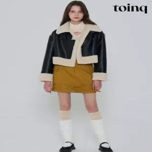 [토잉크][toinq] 소매 배색 크롭 무스탕(T249MLT902W)