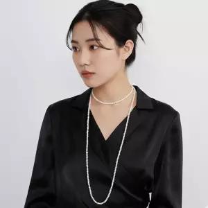 자연주의 멀티웨이 레이어드 쌀진주 롱 긴 95cm 목걸이