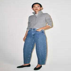 ZARA ZW 컬렉션 하이웨이스트 테이퍼드 청바지 - 블루 6840/240/400