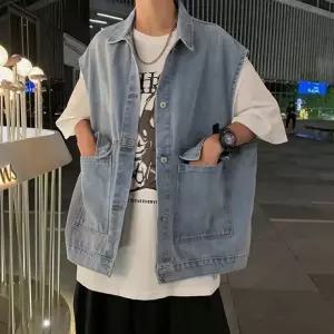 [스픽] 남성 포켓 디자인 캐주얼 청데님 베스트