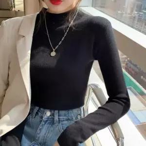 반목 터틀넥 슬림핏 니트 여자 얇은 반폴라