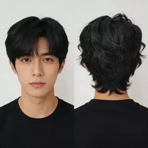 남성 가르마 통가발 남자 자연스러운 패션 헤어 전체가발