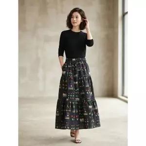 한정수량 베네통 패턴 밴딩롱스커트 BASKA6631 2824443