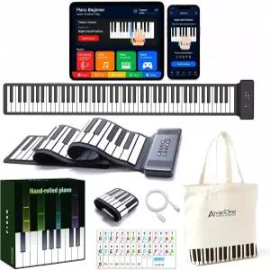 AIVANONE 포터블 88건반 롤업 피아노 키보드 앱 러닝 MIDI 충전식 배터리 풀사이즈 및 초보자용 캐리백