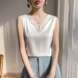 여성 패션 이너웨어 톱 캐미솔 루즈핏 심플 데일리룩 민소매 블라우스