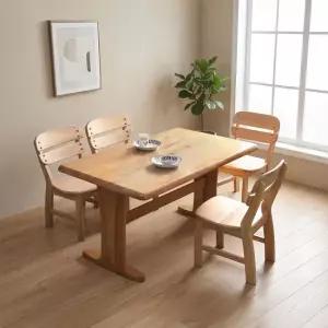 베스트리빙 오츠카 1350 우드슬랩 다빈치 고무나무 원목테이블 4인용 식탁세트 벤치형 의자형