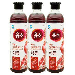 청정원 홍초 석류 900ml x 3개 식초 음료 과일 과채 과즙 숙성 발효초 과일식초 건강