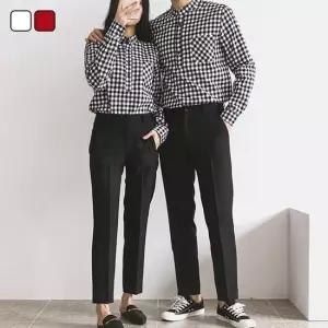 리빌모아 남여공용 커플 캐주얼 깅엄체크 헨리넥 셔츠 KSM-SHA-SA0419002