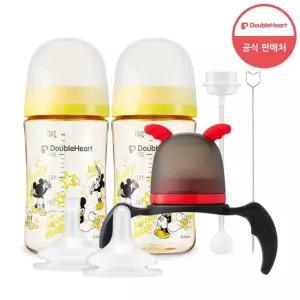 더블하트 디즈니 미키클래식 240ml 젖병2 + 빨대꼭지1 + 추빨대1)+리틀데몬1