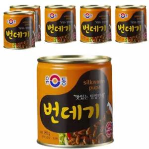 유동 중 번데기 통조림 캔 280g, 6개