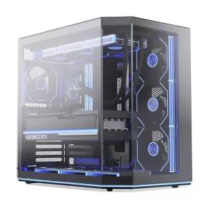 앱코 UD51 엑시드 ARGB BTF 듀얼 챔버 미들타워 컴퓨터 케이스 블랙