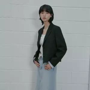LAP  [인플루언서 착용]소매 배색 크랍 자켓 AS1WJ260_DG