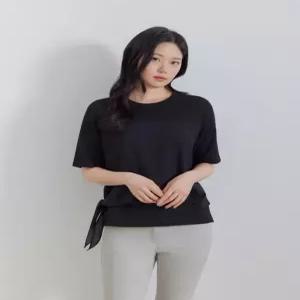 지센/애플아울렛/[26SS] 우븐패치 블라우스형 리본 반팔 티셔츠  LFTSQ305