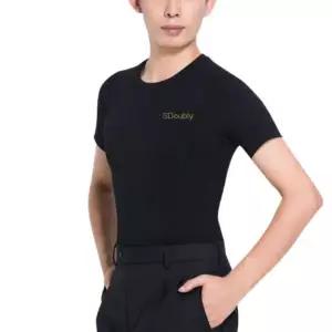 댄스복 남성 반팔 스포츠 상의 댄스티 긴팔 브이넥 라틴 모던 사교 댄스 의상 연습복 블랙
