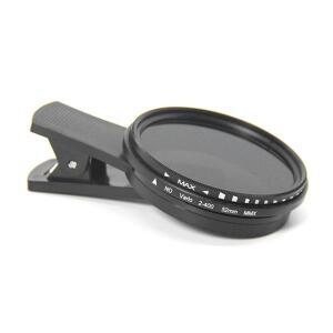 휴대폰 ND 필터 ND2-ND400 클립온 가변 중립 밀도 모바일 스마트폰 카메라용, 52mm