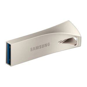 삼성 바 플러스 3.1 USB 플래시 드라이브, 128GB, 400MB/s, 러기드 메탈 케이스, 사진, 동영상, 음악, 파일을 위한 스토리지 확장, MUF-128BE3 /AM, 샴페인 실버