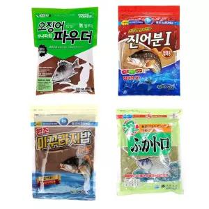오대박어분세트 (오징어파우더+진어분1+미꾸라지밥+후까도로) 민물낚시 떡밥 집어제 파란낚시