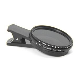 휴대폰 ND 필터 ND2-ND400 클립온 가변 중립 밀도 휴대용 스마트폰 카메라용 52mm