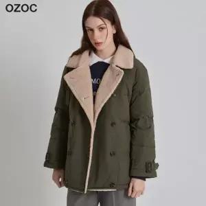 [오조크(OZOC)] 양털카라 더블버튼 구스다운 점퍼 (택가격: 284000원)