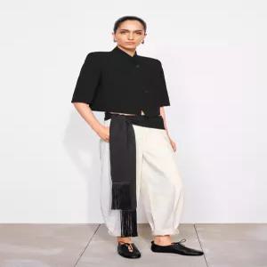 ZARA ZW 컬렉션 쇼트 슬리브 크롭 블레이저 - 블랙 2432/570/800