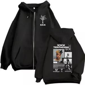 후드 티 가을 스웨트 오버핏 집업 랩퍼 XXXTentacion 앨범 2026 지퍼업 후디 남성 고딕 패션 플리스 풀오버