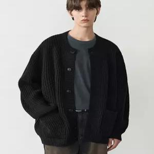 드로우핏 오버사이즈 벌키 라운드 가디건 [BLACK] DFKN4312BK 4306128