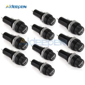 10 개/몫 5x20mm 퓨즈 홀더 검정색 보험 튜브 소켓 250V AC 패널