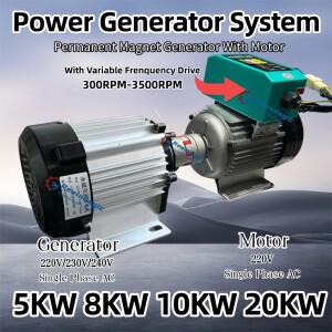 고효율 8KW 고속 회전 3000RPM 220V 단상 교류 발전기 영구 자석 VFD 모터 포함 가정용 세트