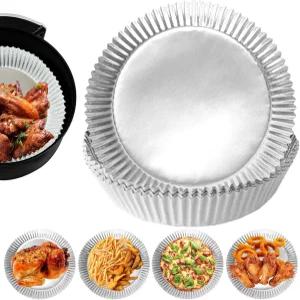 100개입 알루미늄 호일 에어프라이어 라이너 일회용 종이 6.3인치 시트