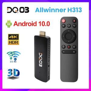 쿼드 코어 ARM Cortex A53 2G1 6G 지지대 4K 60fps HDR10 2.4G 및 5.8G 듀얼 와이파이 TV 박스 안드로이드 10.0 DQ03 미니 TV 스틱 1G8G