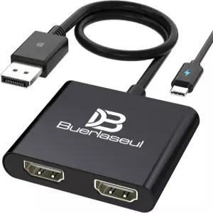 DisplayPort to Dual HDMI Splitter 4K@60Hz USB-C 전원 지원 1.4 MST Hub DP 1 in 2 출력 듀얼 모니터용