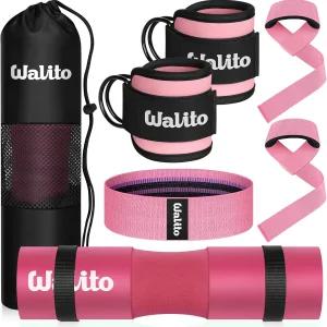 WALITO 힙 쓰트용 바벨 패드 8개 세트 스쿼트 여성용 포함된 헬스 액세서리 벤치 프레스 앵클 스트랩