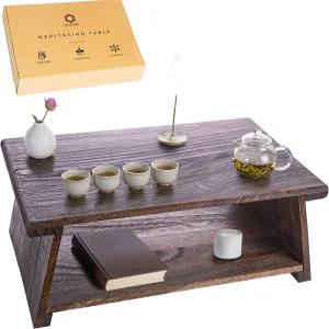 차 의식을 위한 오도샤 바닥 테이블 명상 마음챙김 등을 제단 낮은 일본식 플랫폼 차부다이 스타일 앉기