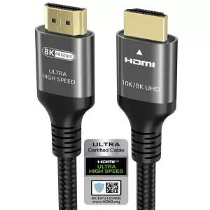 Ubluker 10K 8K 4K HDMI 케이블 48Gbps 1.5피트 인증된 초고속 240Hz 0.01ms HDR10 eARC HDCP2.3 Netflix