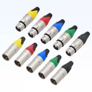 Lrbners 5쌍 XLR 3핀 남녀 커넥터 5팩 - 케이블에 연결할 수 있는 미끄럼 방지 그립이 컴팩트 메탈 쉘